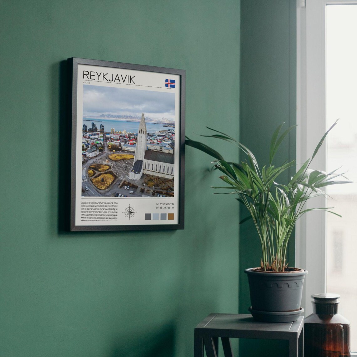 Reykjavik Iceland Hallgrimskirkja Church Aerial City View Poster - Image 3
