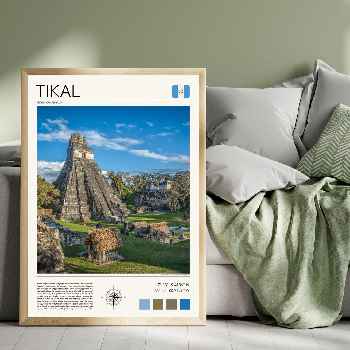 Tikal Guatemala Mayan Ruins Jungle Pyramid Temple Travel Poster - Image 4