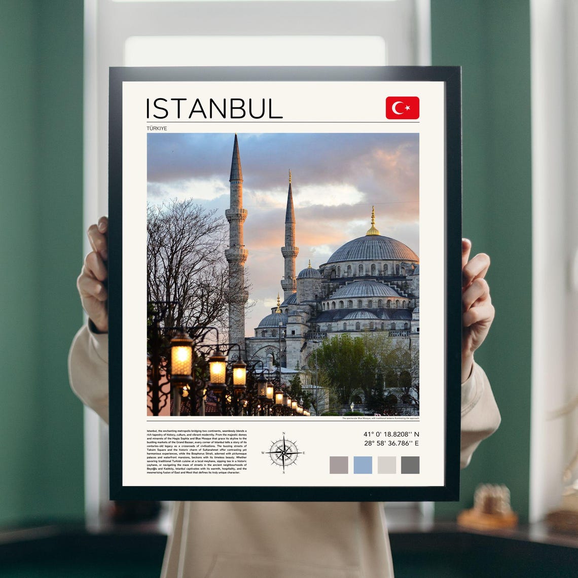 Istanbul Blue Mosque at Dusk Minarets Golden Lights Travel Poster - Image 2