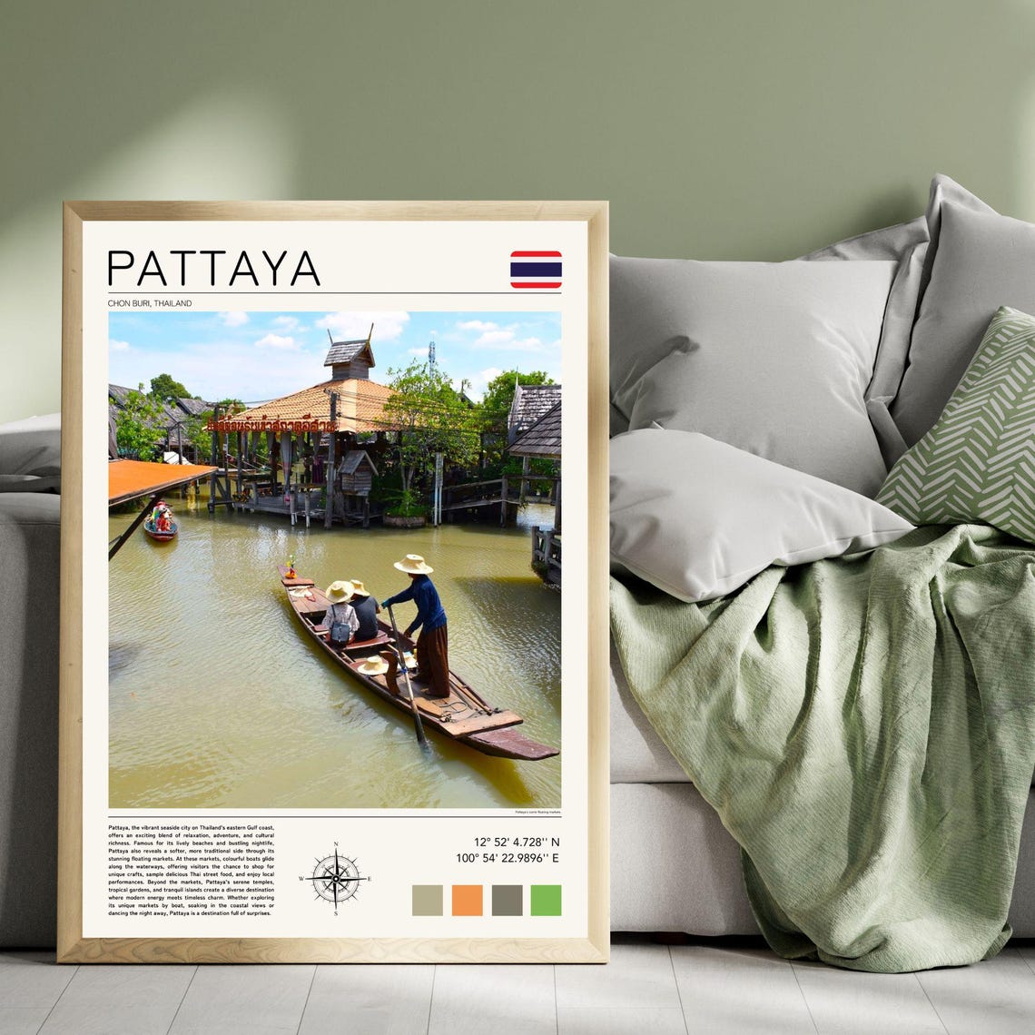 Pattaya Print Pattaya Thailand Wall Art Pattaya Floating Market Print Thailand Travel Print Thailand Wall Art Pattaya Personalised Art - Image 4