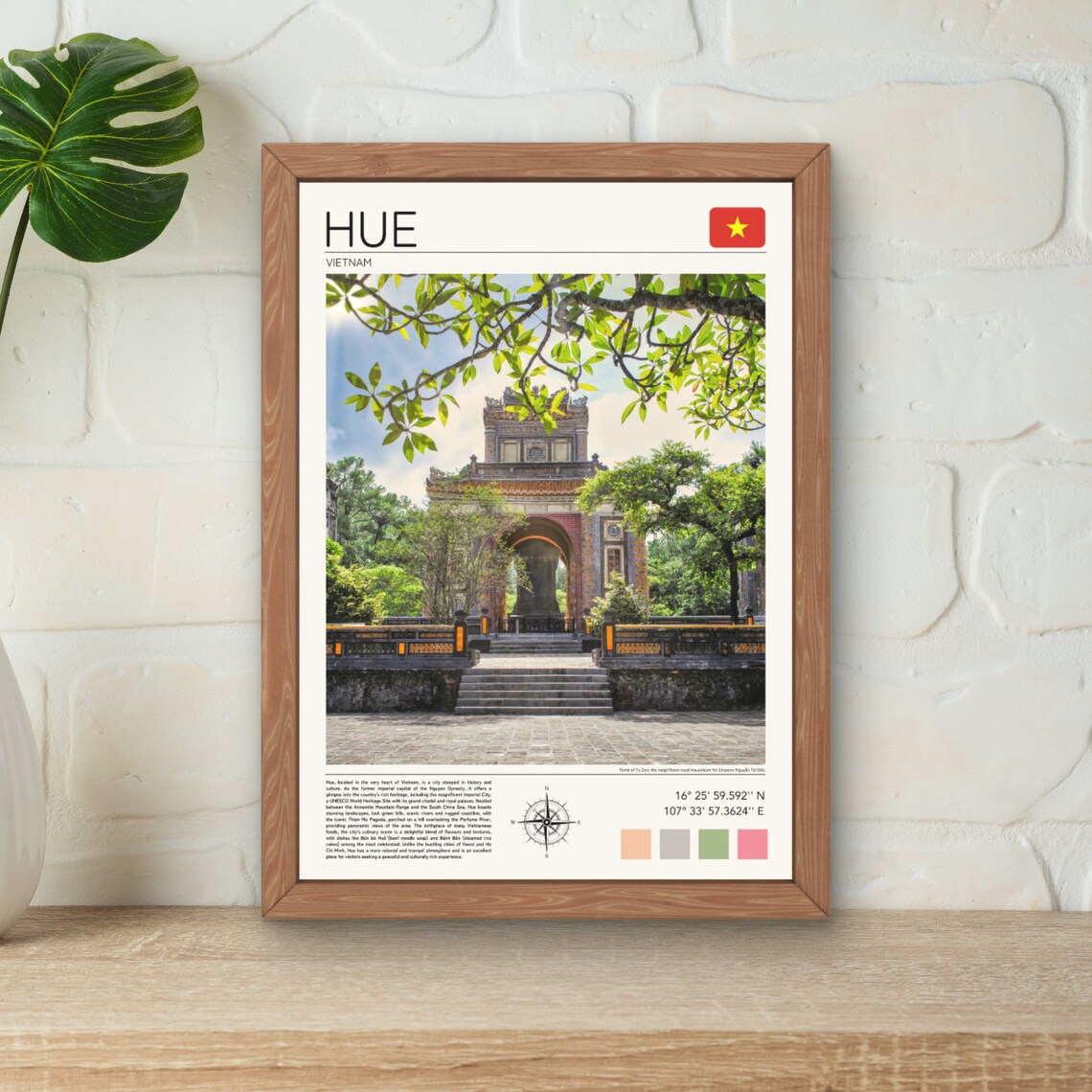 Hue Vietnam Imperial Citadel Historic Gate Minimalist Travel Poster