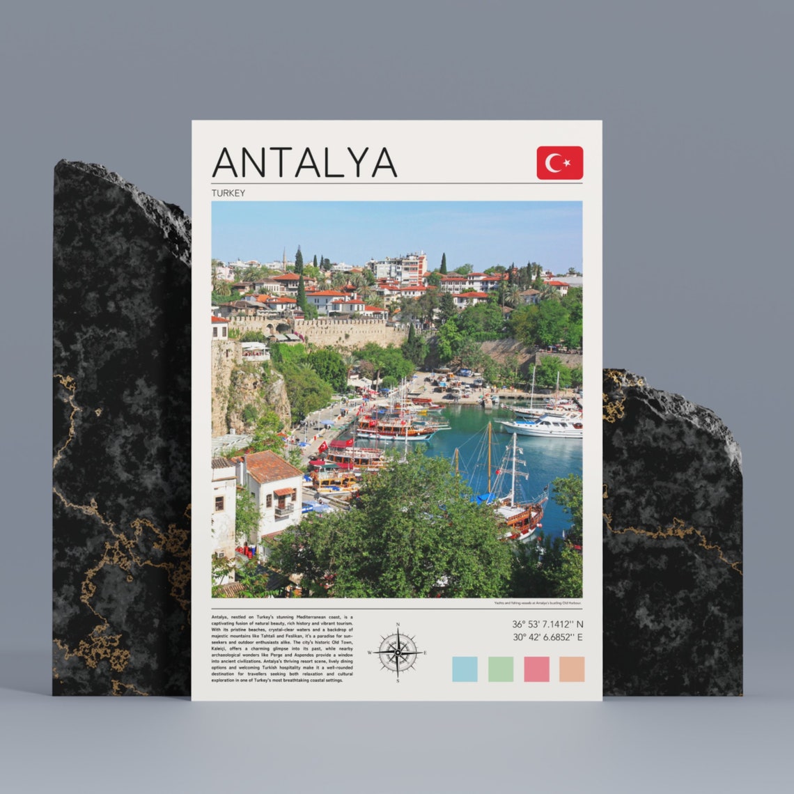 Antalya Turkey Old Harbor Marina Mediterranean Coastal City Poster - Image 5