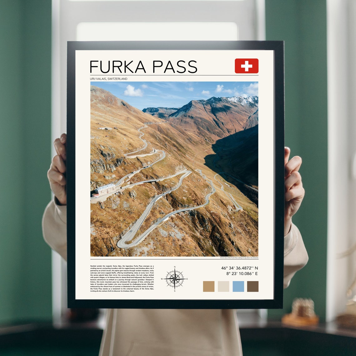 Furka Pass Switzerland Alpine Switchback Mountain Road Travel Poster - Image 3