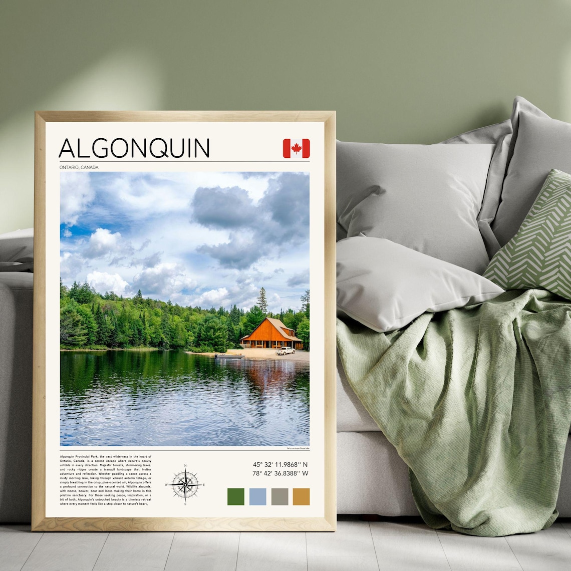 Algonquin Ontario Canada Forest Lake Lodge Canoe Nature Travel Poster - Image 3