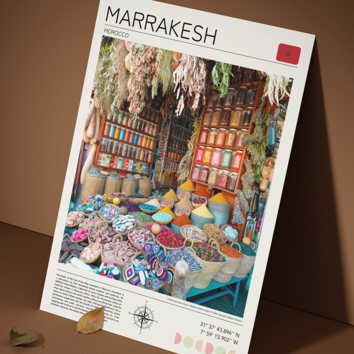 Marrakesh Morocco Colorful Souk Spice Market Bustling Travel Poster - Image 5