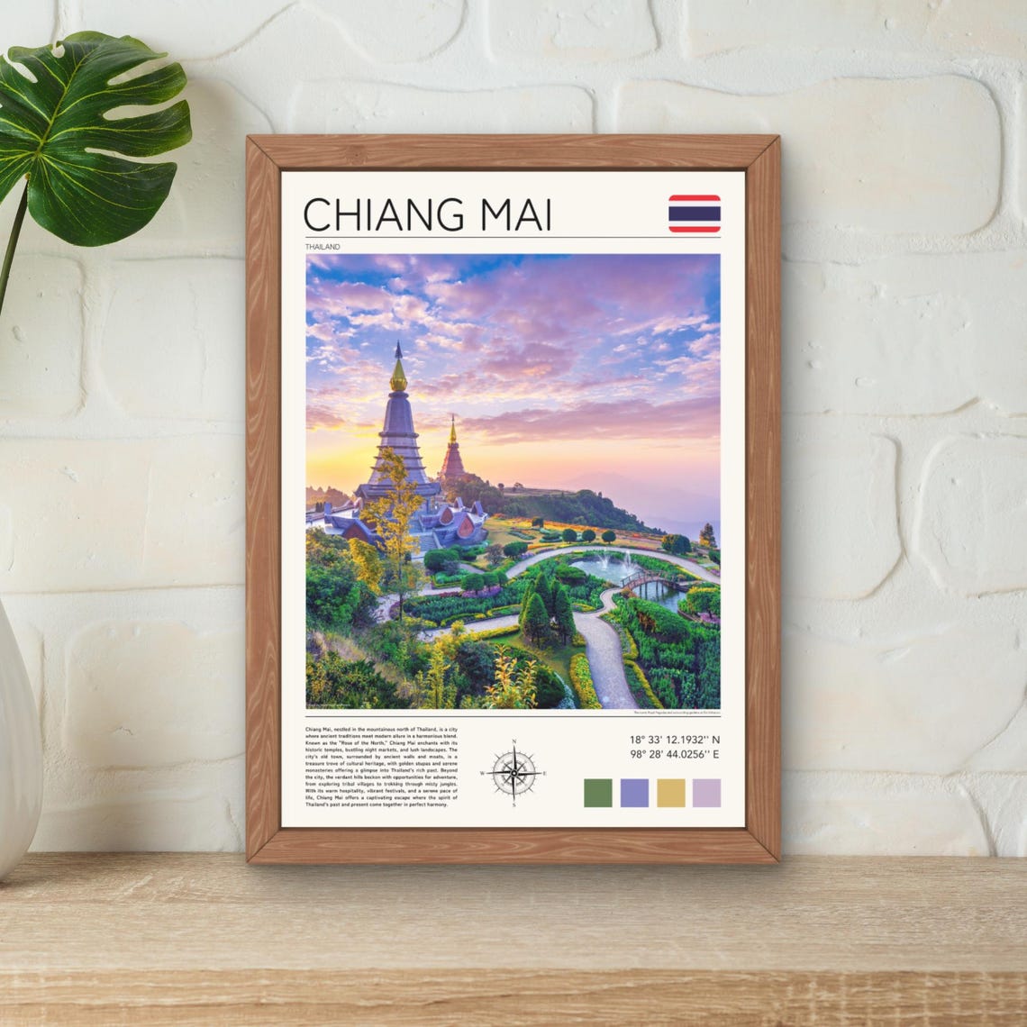 Chiang Mai Thailand Twin Pagodas Sunset Garden Temple View Poster