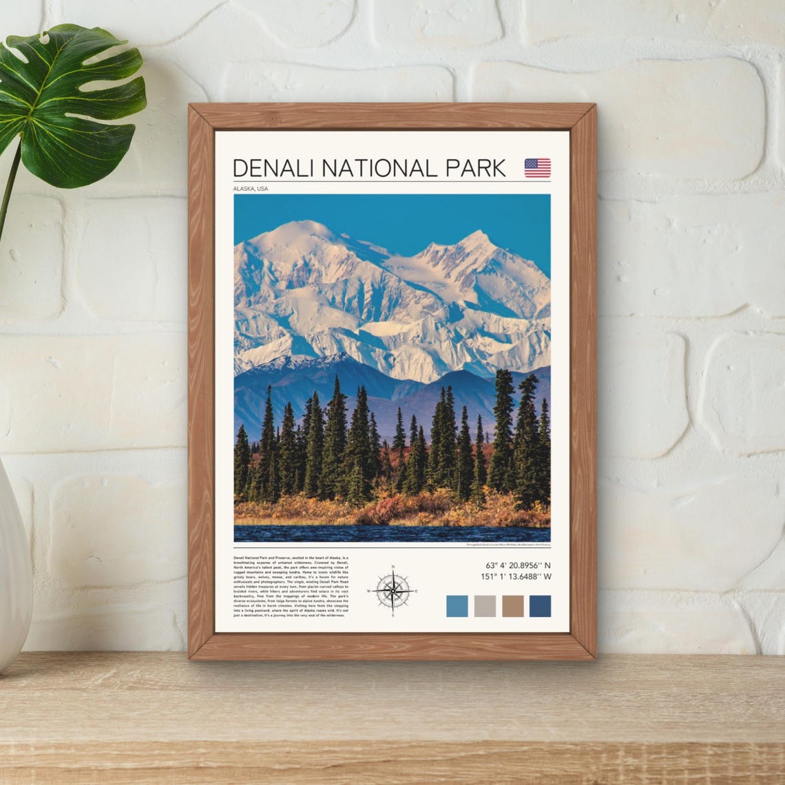 Denali National Park Snowcapped Mountain Alaska Wilderness Poster