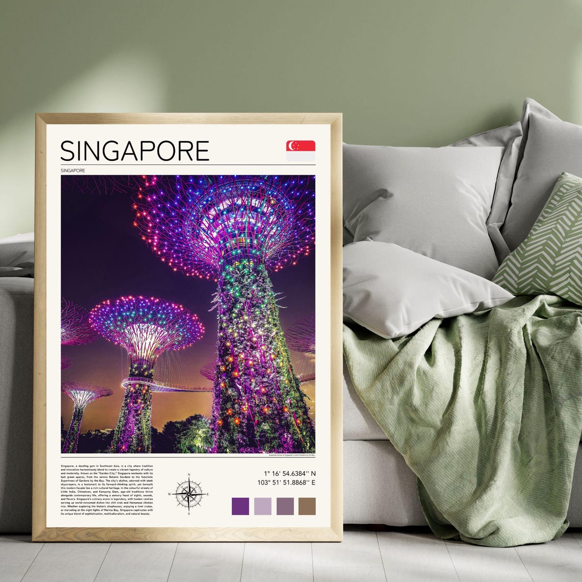 Singapore Print Singapore Poster Singapore Wall Art Gardens By The Bay Print Singapore Travel Asia Travel Art Supertree Grove Artwork - Image 4