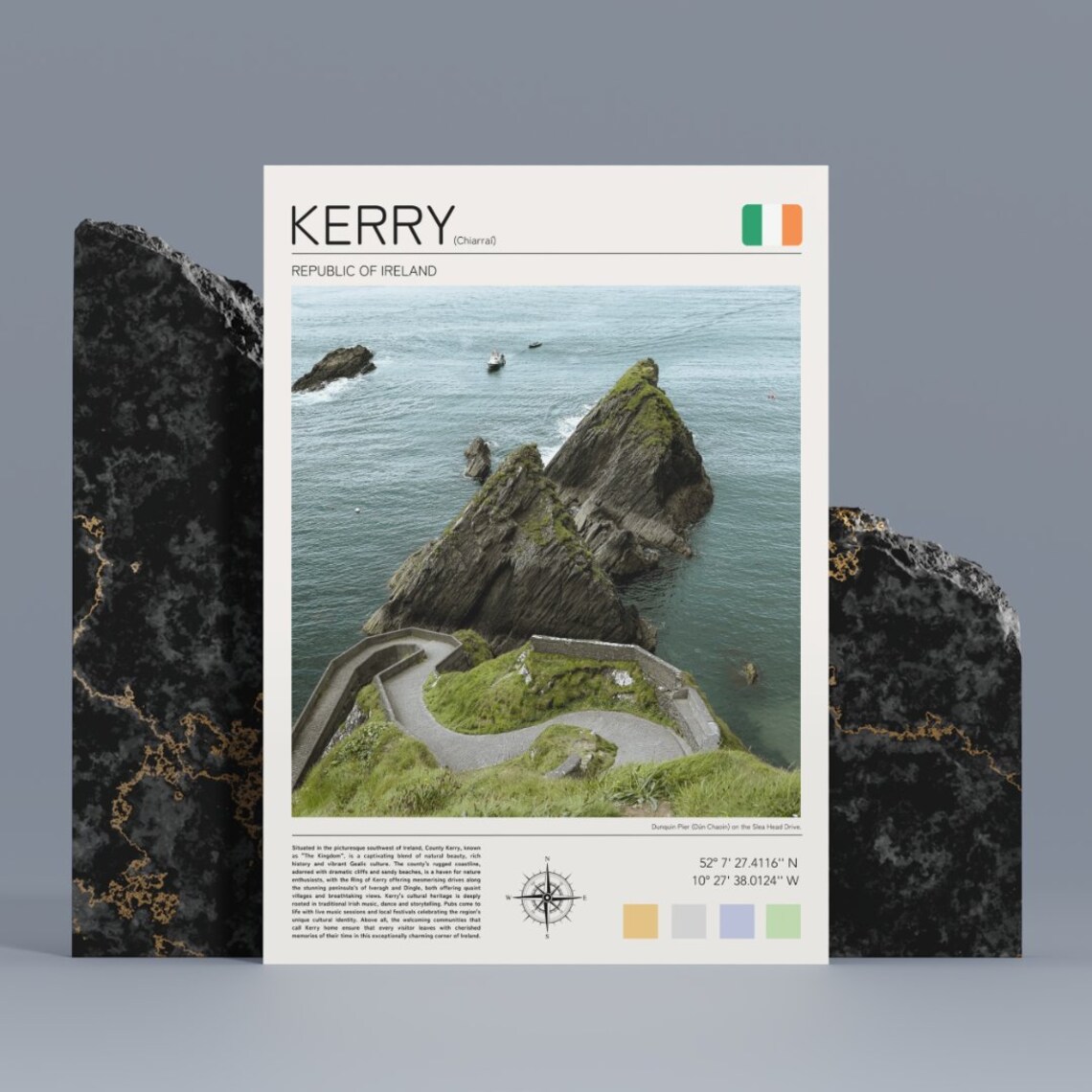 Kerry Ireland Dunquin Pier Sea Stacks Wild Atlantic Minimalist Travel Poster - Image 5