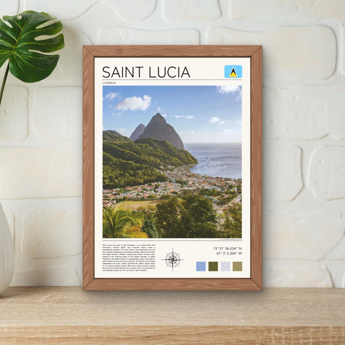 Saint Lucia Caribbean Pitons Volcanic Peaks Soufriere Coast Poster