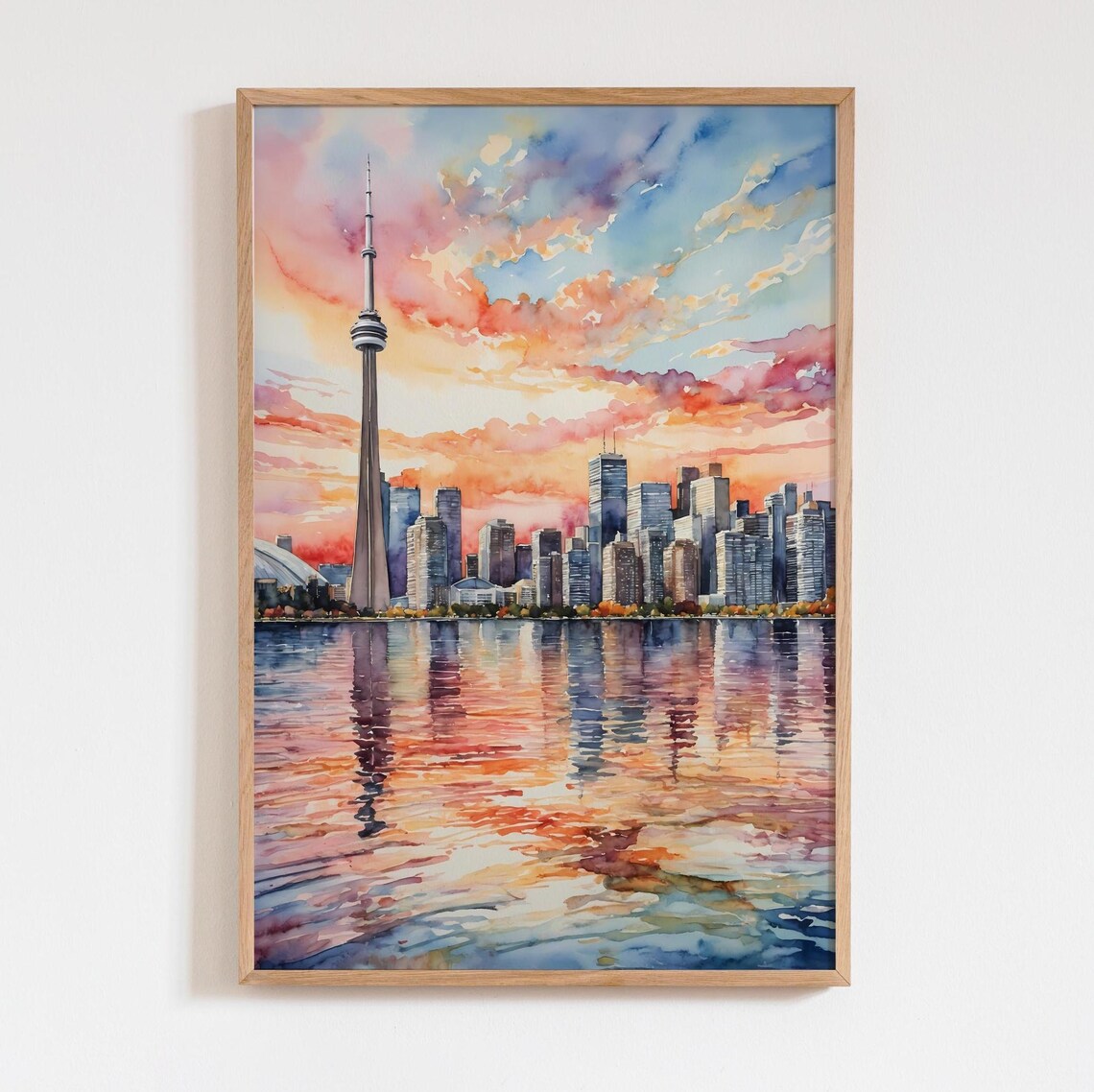 Toronto Skyline Watercolor Painting Wall Art Print