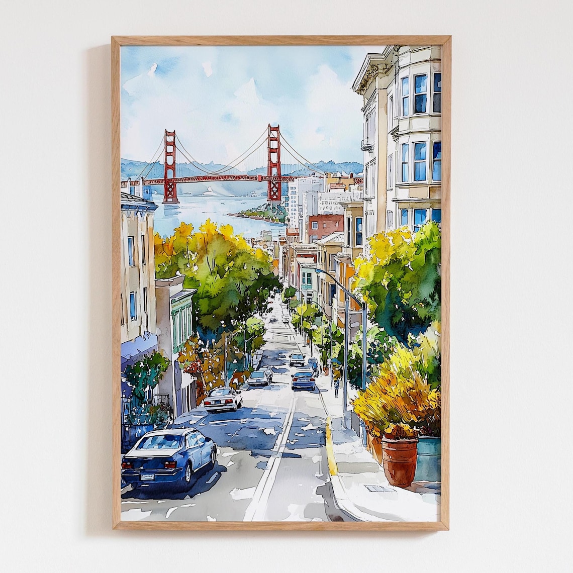 San Francisco Watercolor Landmark Travel Poster