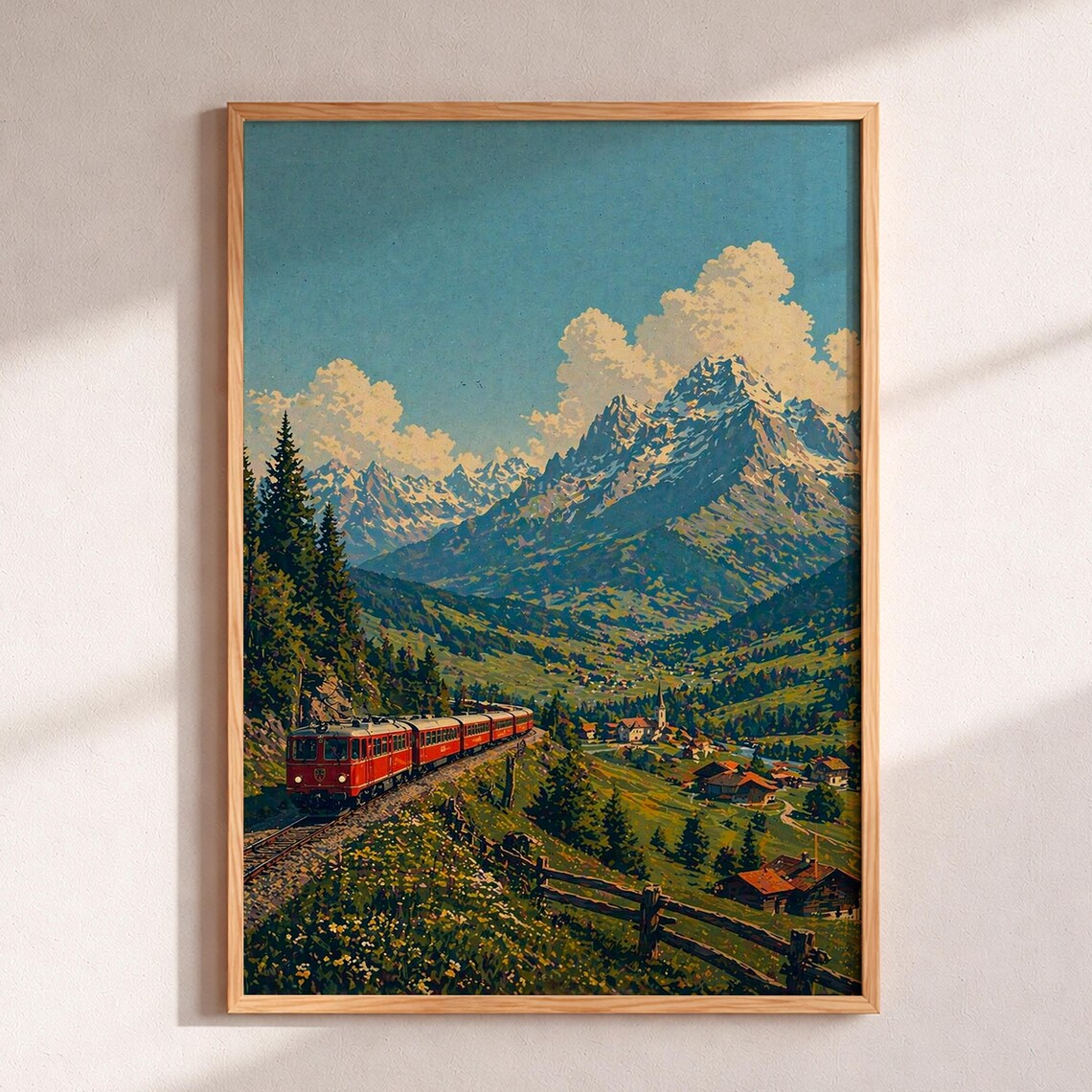 Vintage Switzerland Travel Poster, Swiss Alps