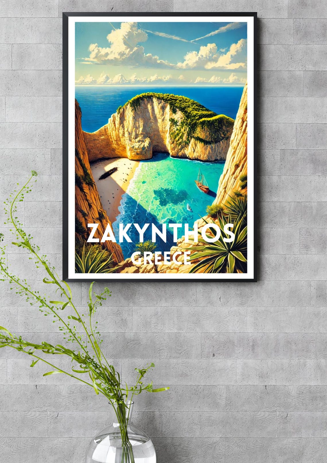 Zakynthos Greece Navagio Shipwreck Cove Turquoise Beach Travel Poster - Image 3