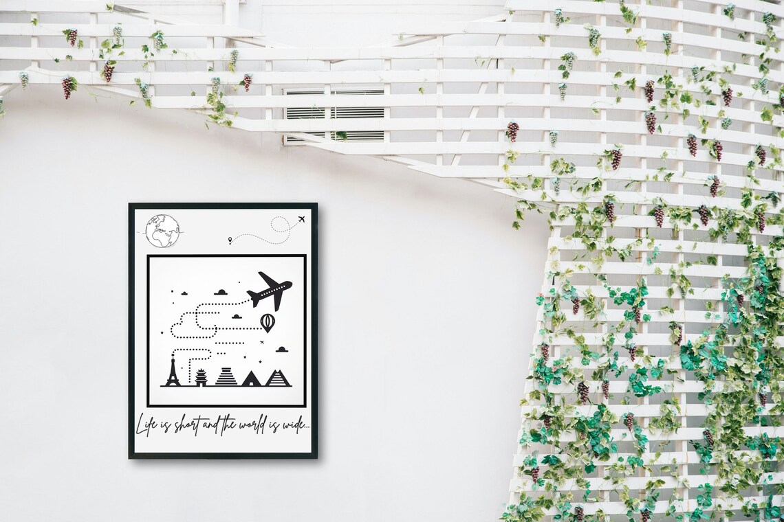 Life Is Short World Is Wide Airplane Route Adventure Quote Poster - Image 3