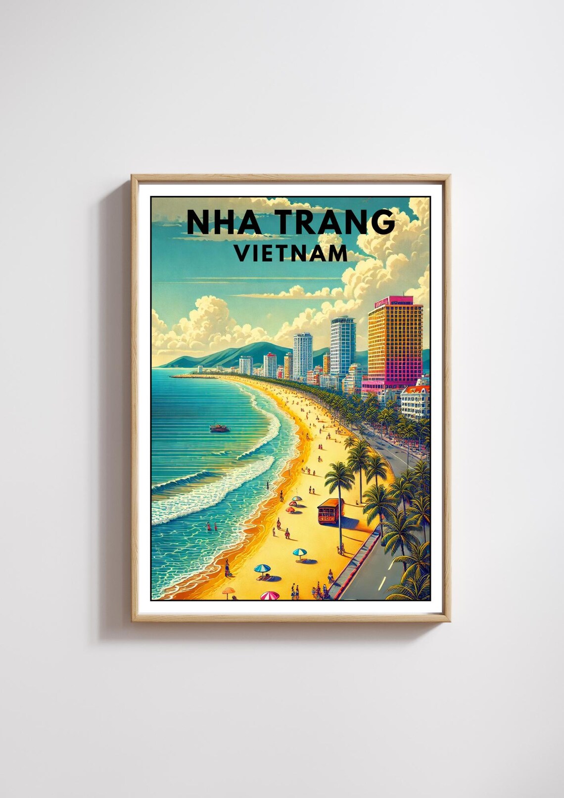 Nha Trang Vietnam Beach Poster Travel Art Print Coastal City Wall Decor Beach Lovers Gift Vietnam Travel Souvenir Nha Trang Beach Print