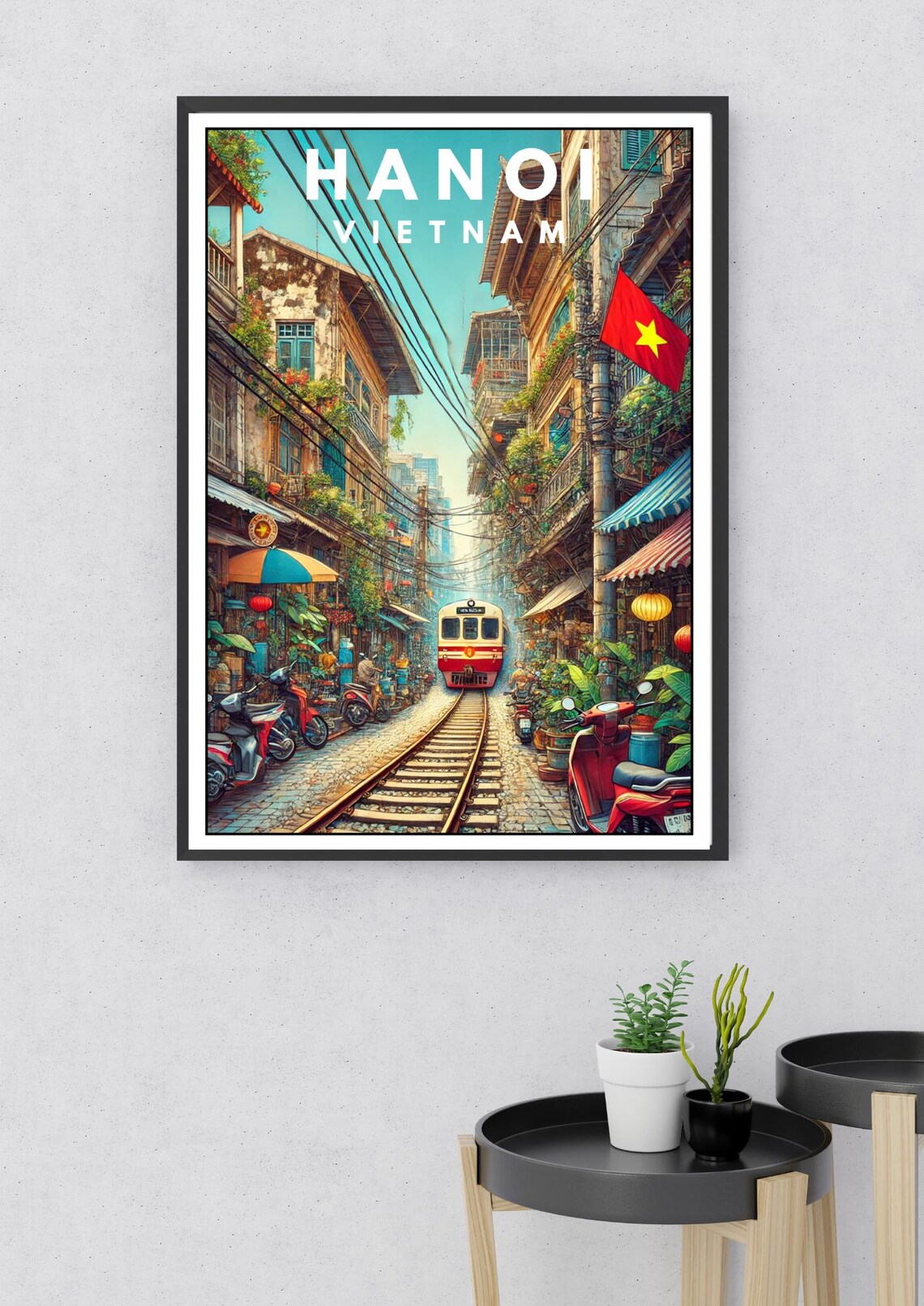 Hanoi Travel Poster, Vietnam Railway Street Art - Image 2