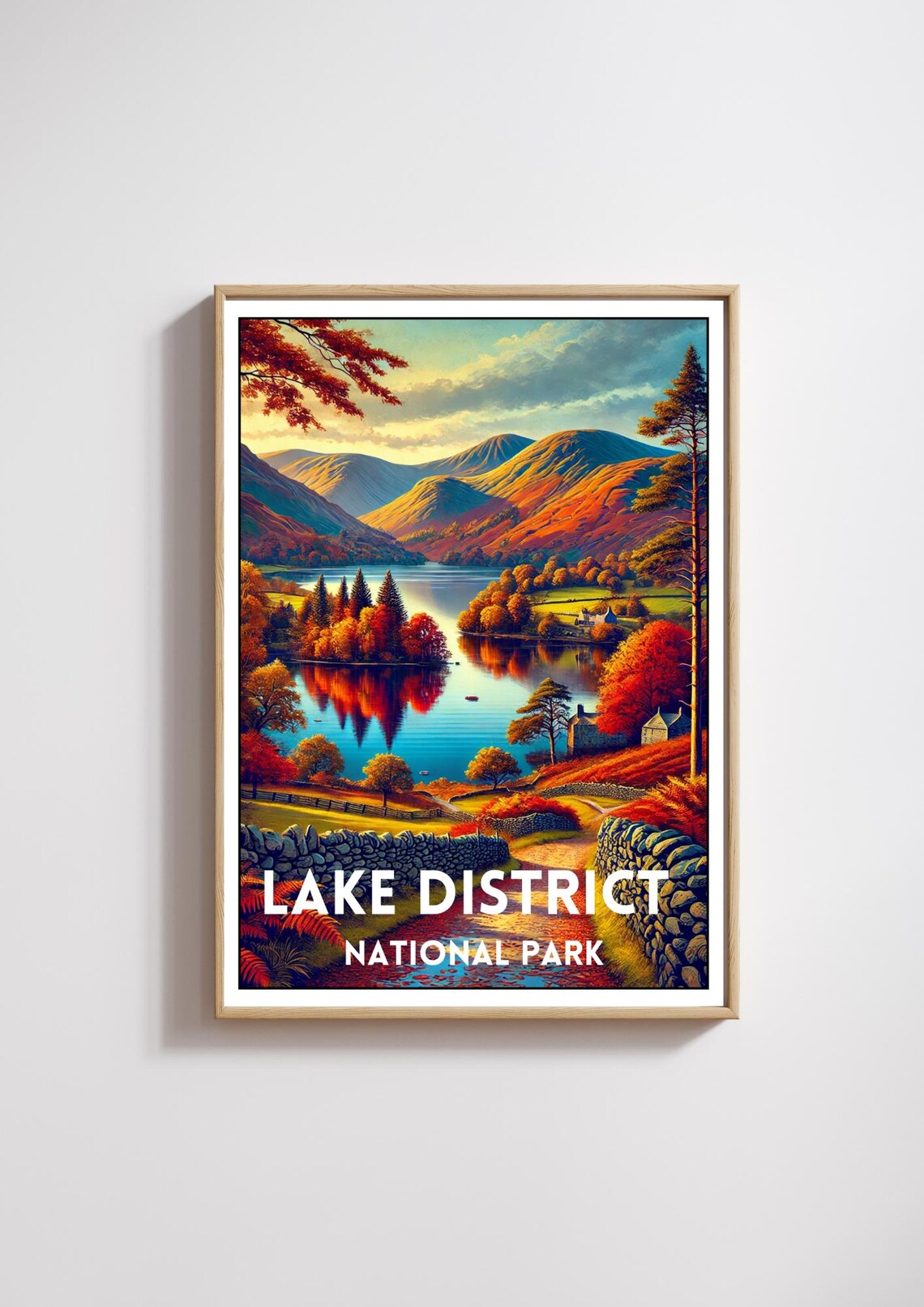 Lake District National Park England Autumn Fells Vintage Poster