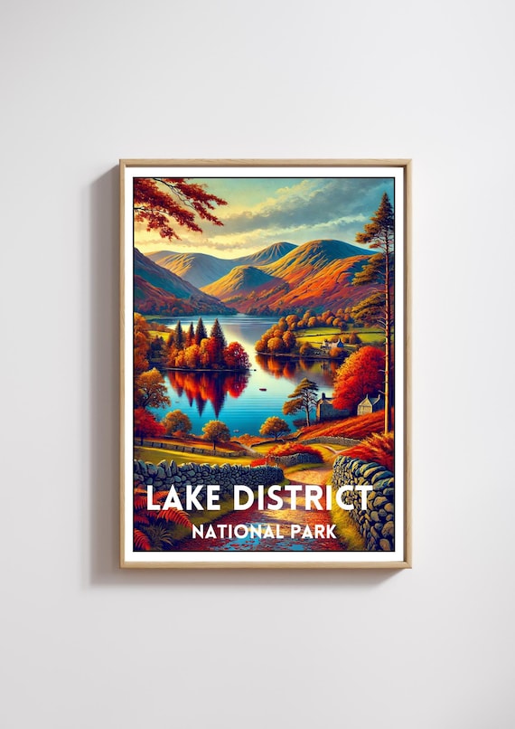 Lake District National Park England Autumn Fells Vintage Poster