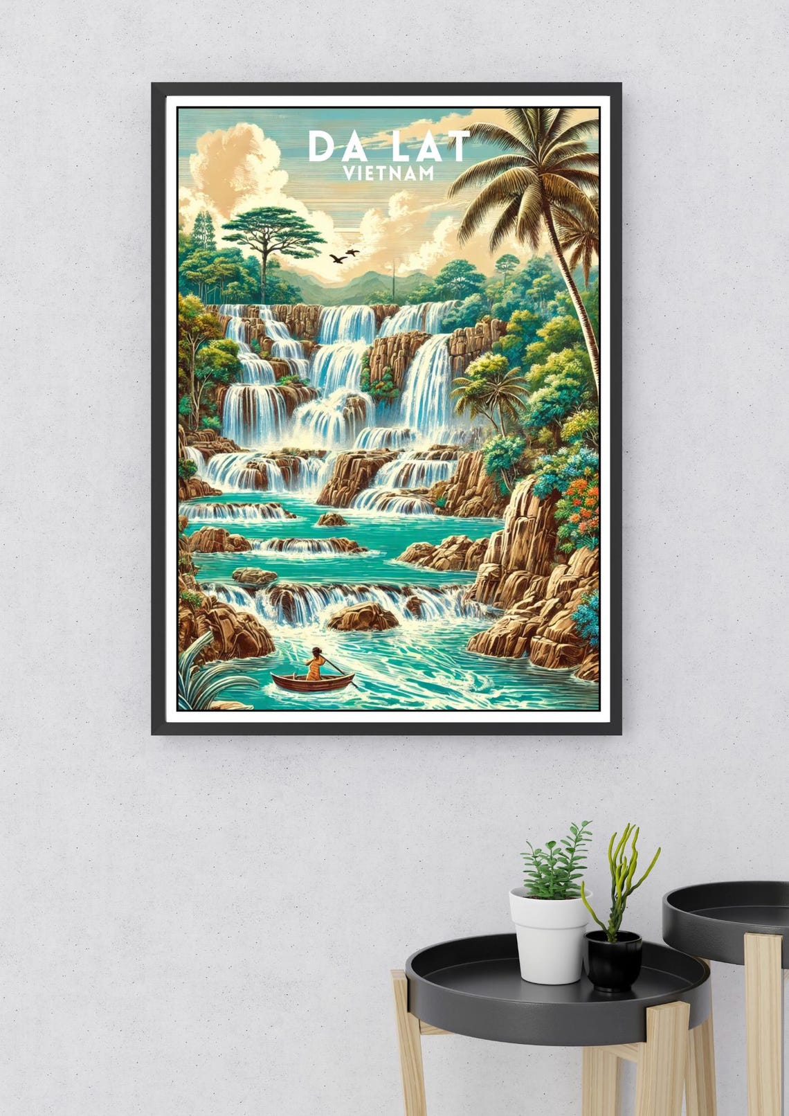 Da Lat Vietnam Waterfall Jungle Paradise Retro Travel Poster - Image 2