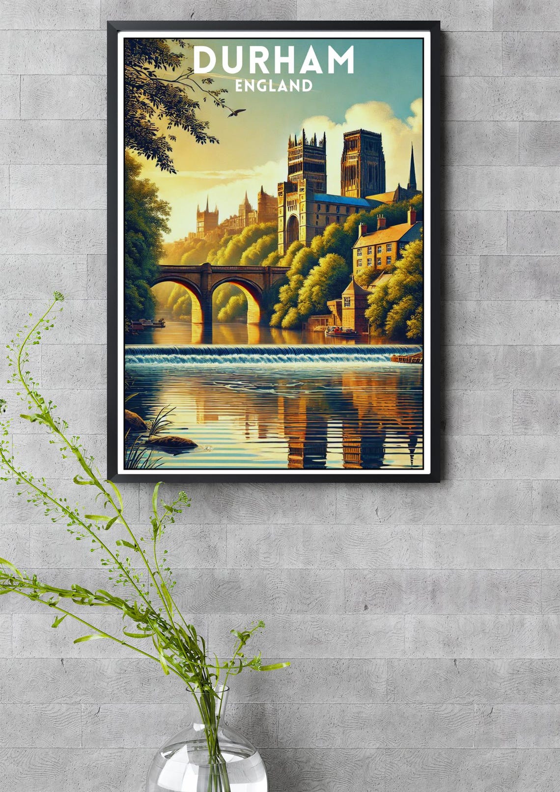 Durham England Cathedral Riverside Golden Hour Travel Poster - Image 3