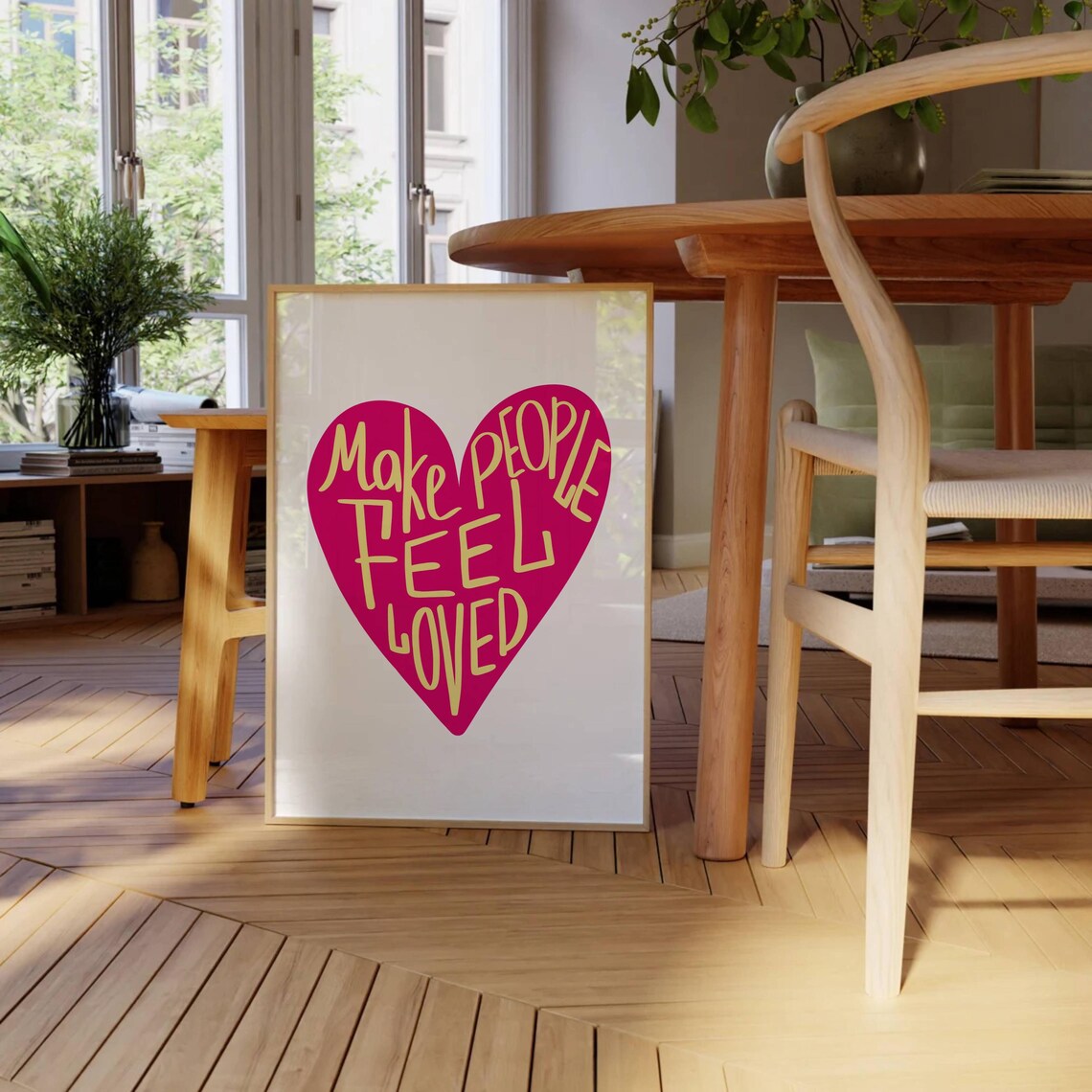 Make People Feel Loved Pink Heart Art Print - Image 2