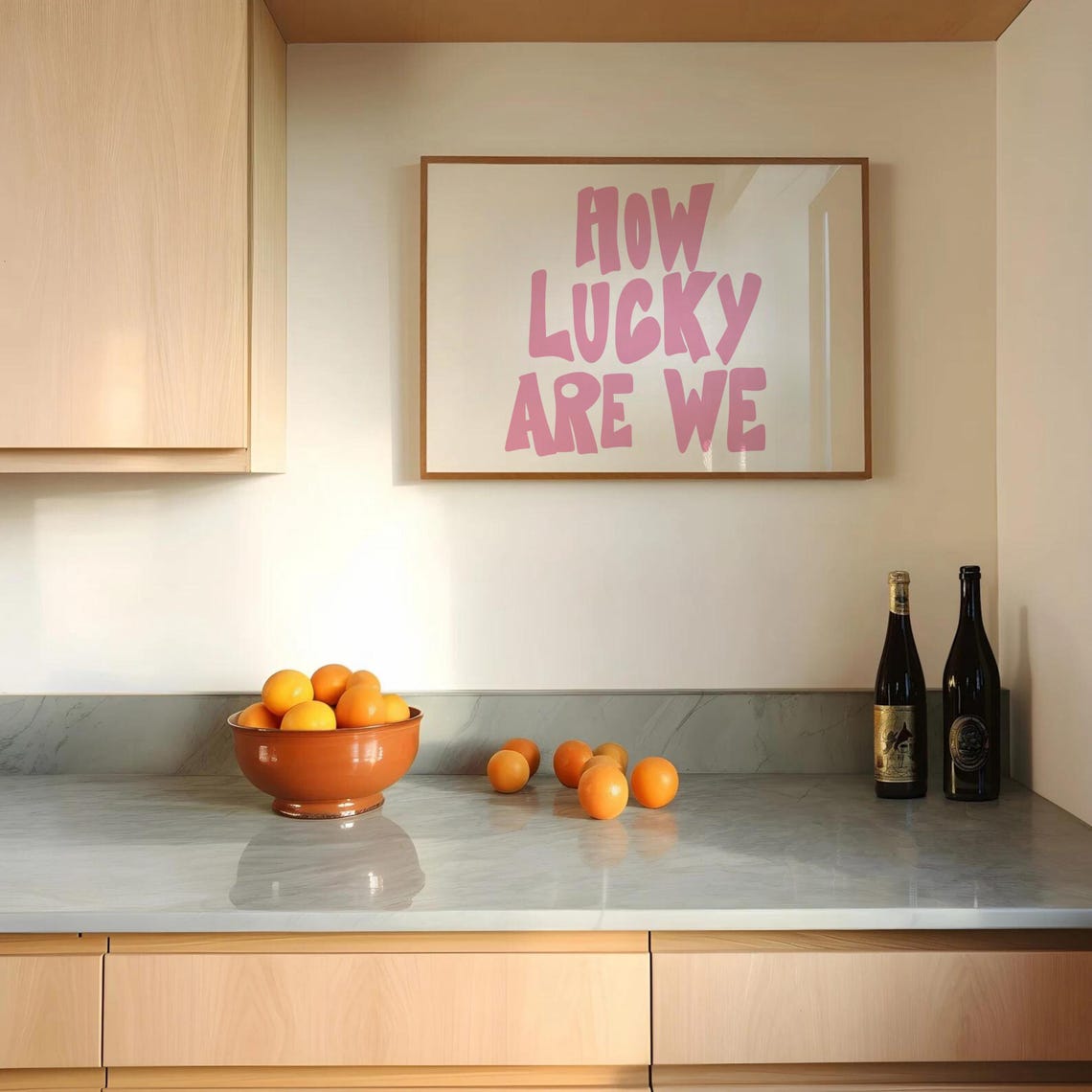 How Lucky Are We Pink Retro Bold Typography Poster for Preppy Rooms - Image 3