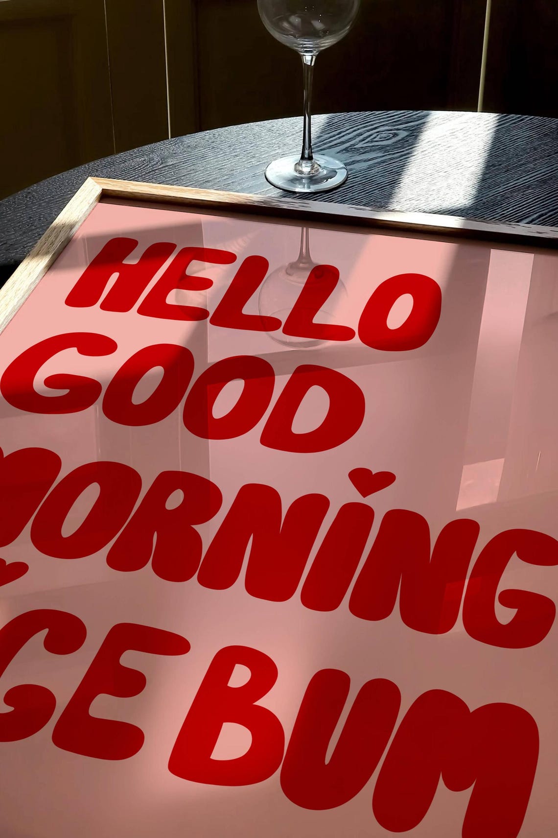 Hello Good Morning Nice Bum Red Bubble Letters Pink Bathroom Poster - Image 3