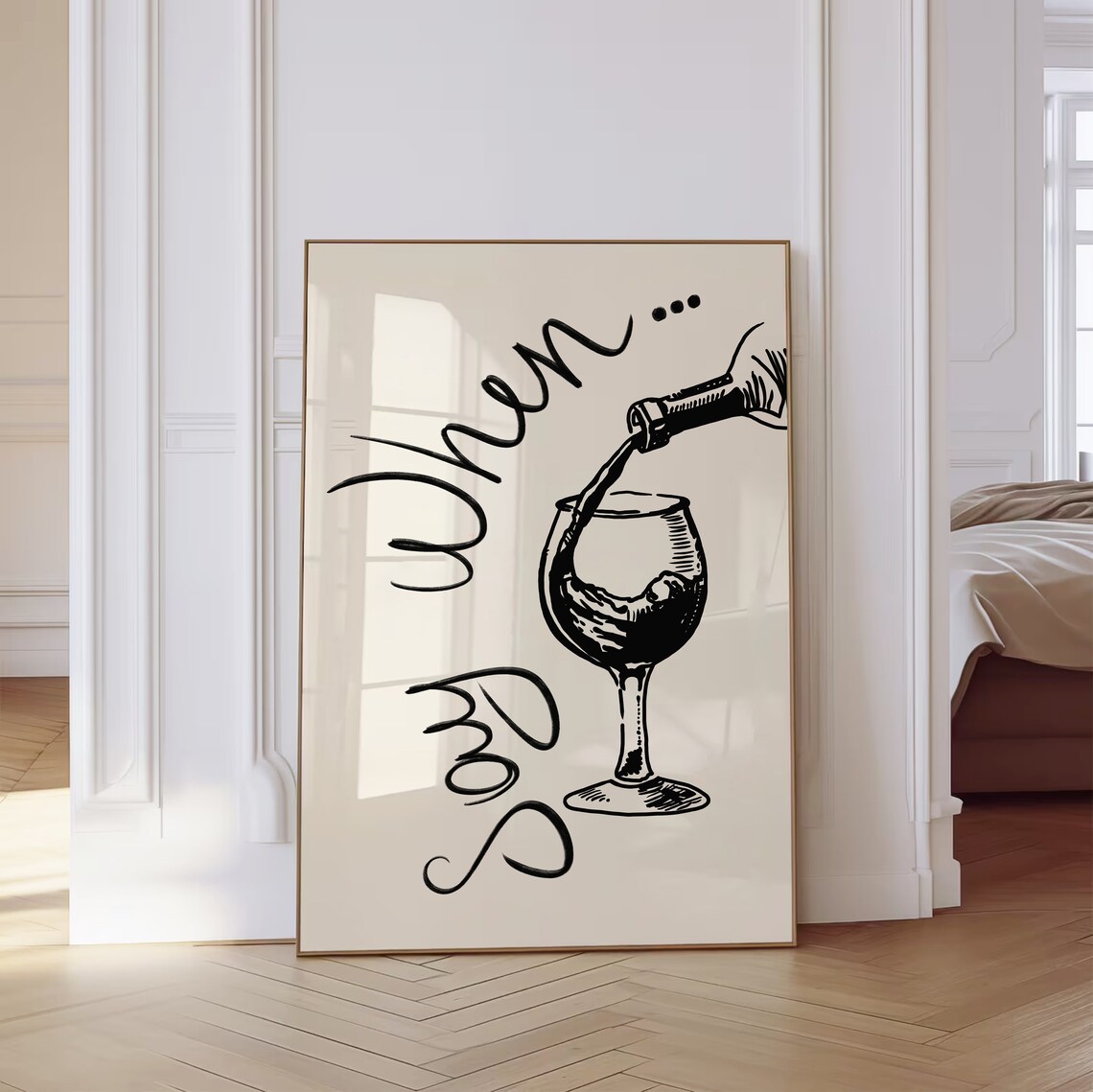 Modern Wine Print, Funny Kitchen Bar Cart Art Print - Image 3