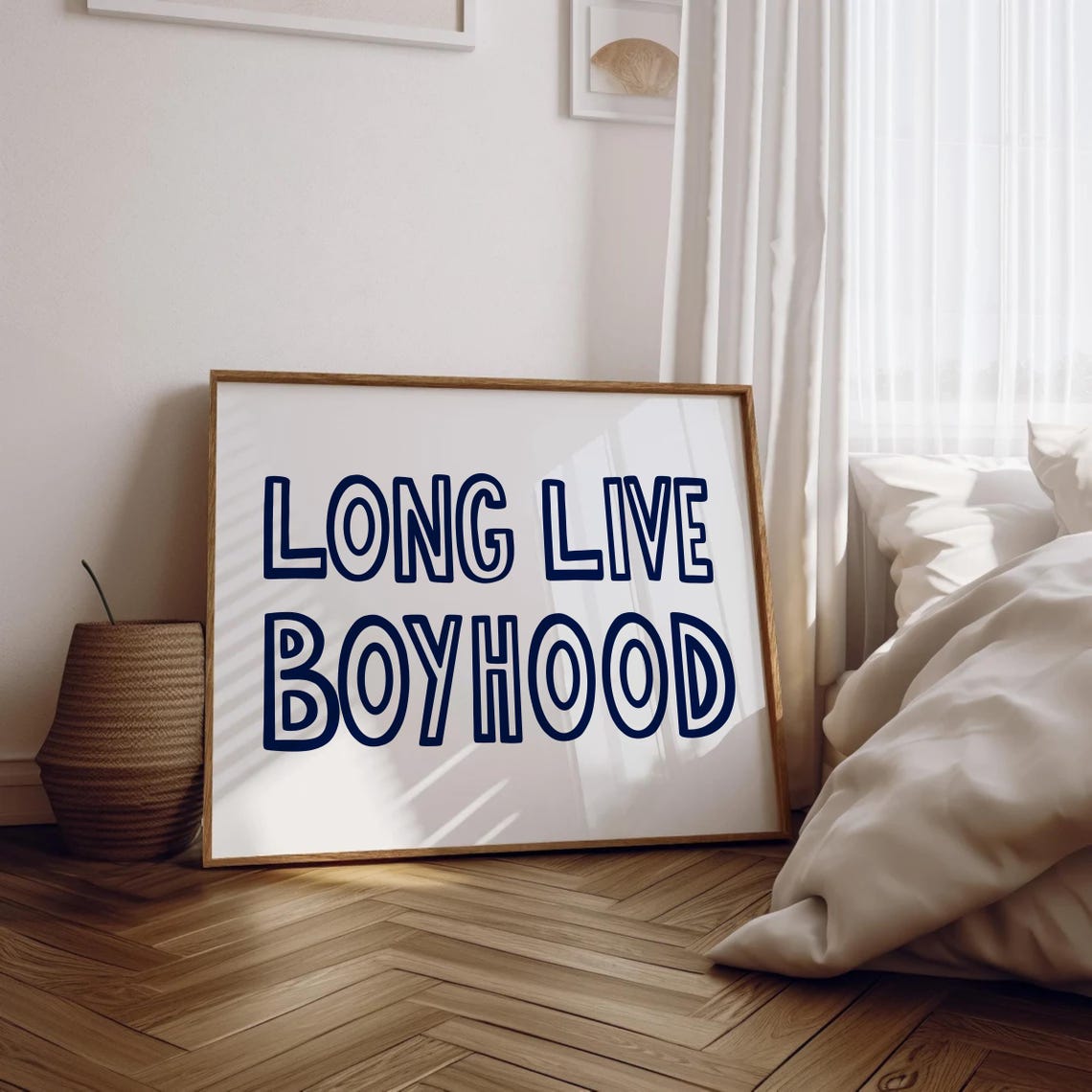 Long Live Boyhood Navy Outline Lettering Wide Horizontal Poster - Image 2