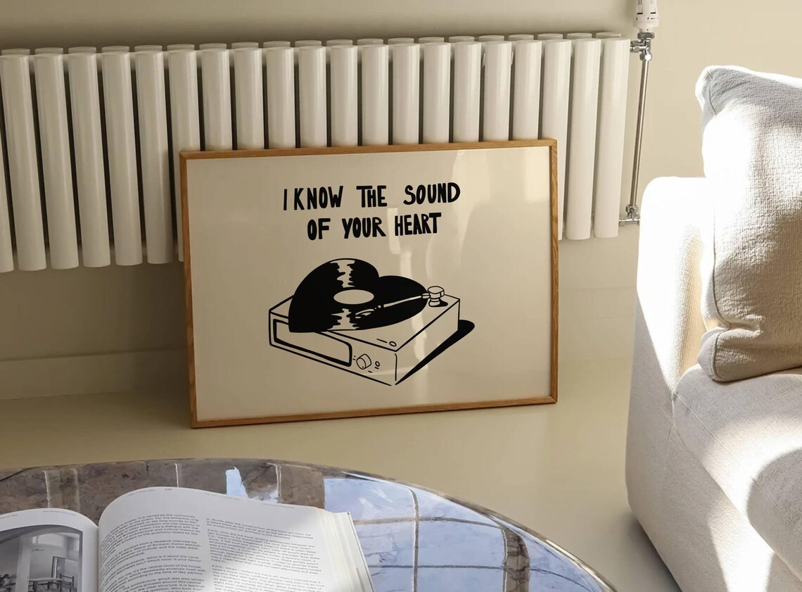 I Know The Sound Of Your Heart Vinyl Turntable Music Love Poster - Image 3
