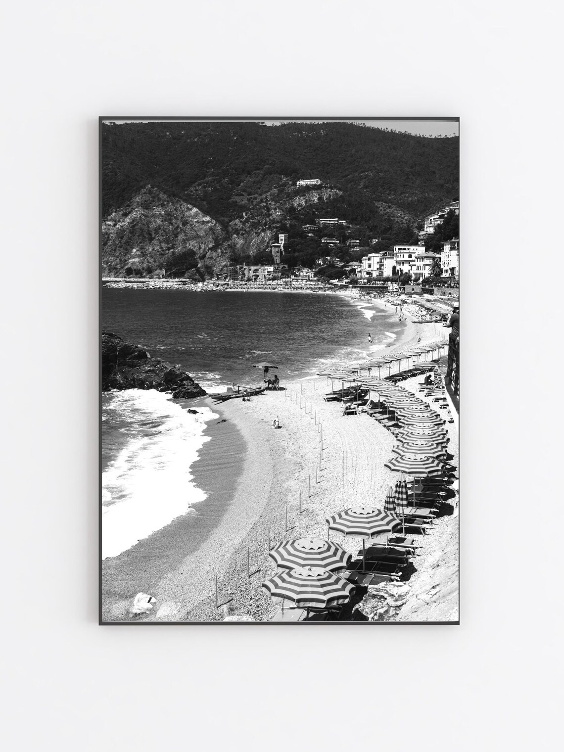 Italy Black And White Beach Travel Poster - Image 4