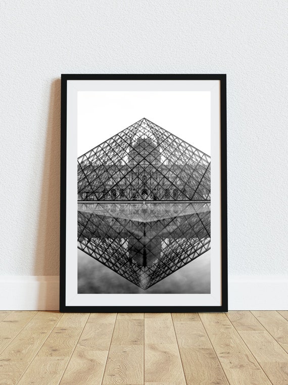 Black And White Louvre Pyramid Wall Art Paris Wall Art Paris Architecture Photography Paris Travel Poster Instant