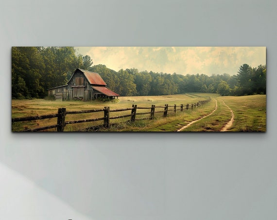 Panoramic Antique Barn Rustic Art Print
