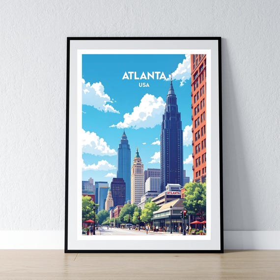 Atlanta Usa Poster Print United States Wall Art Gift Travel Home Decor Illustration