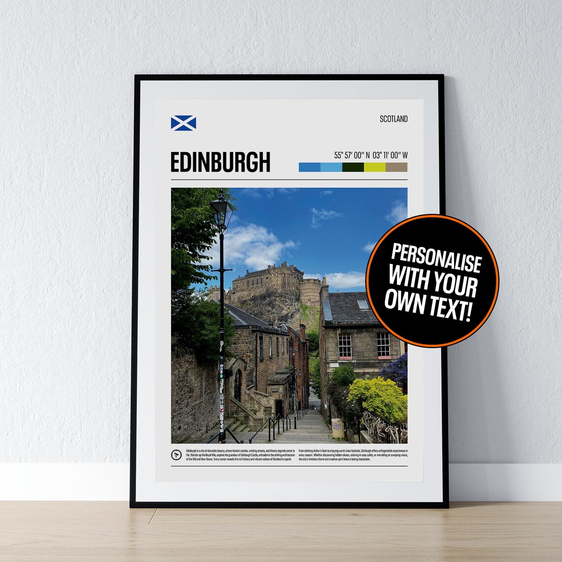 Edinburgh Coordinates Scotland Travel Poster