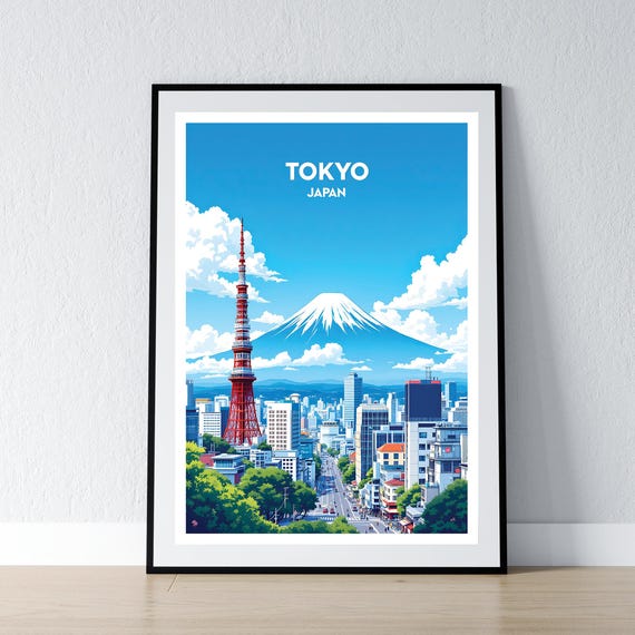 Tokyo Poster Japan Print Japanese Wall Art Gift Travel Home Decor Illustration