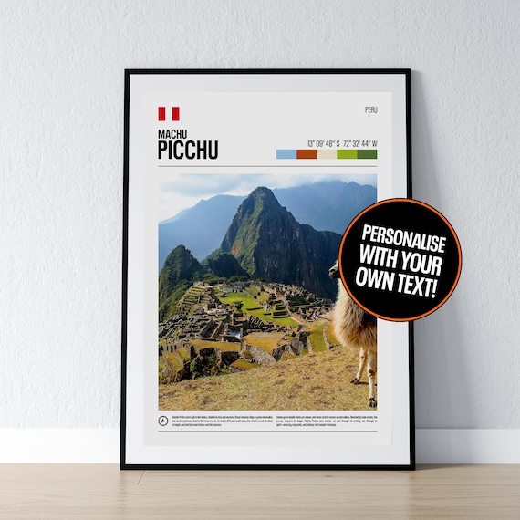 Machu Picchu Peru Andes Llama Ancient Citadel Personalized Travel Poster