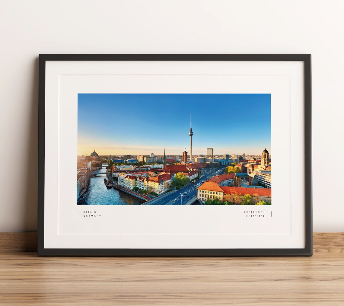 Berlin Skyline Coordinates Travel Poster
