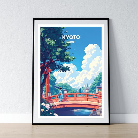 Kyoto Poster Japan Print Japanese Wall Art Gift Travel Home Decor Illustration