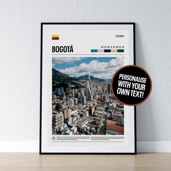 Bogota Poster Wall Art Colombia Coordinates Photo Print Travel Gift Home Decor