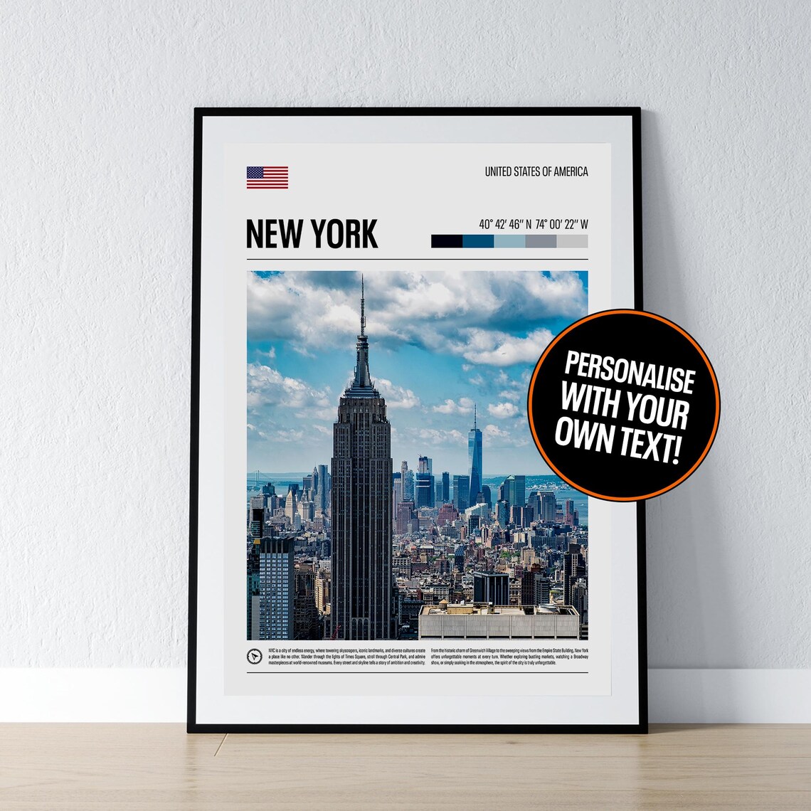 New York City Empire State Building Personalized Travel Poster