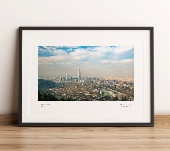 Santiago Print Poster Coordinates Wall Art Photo Travel Decor Chile