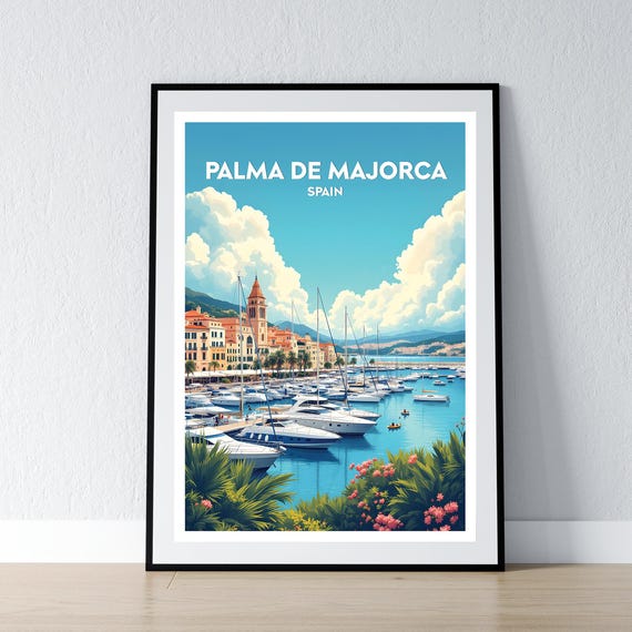 Majorca Poster Palma Print Spain Spanish Wall Art Gift Travel Home Decor Illustration