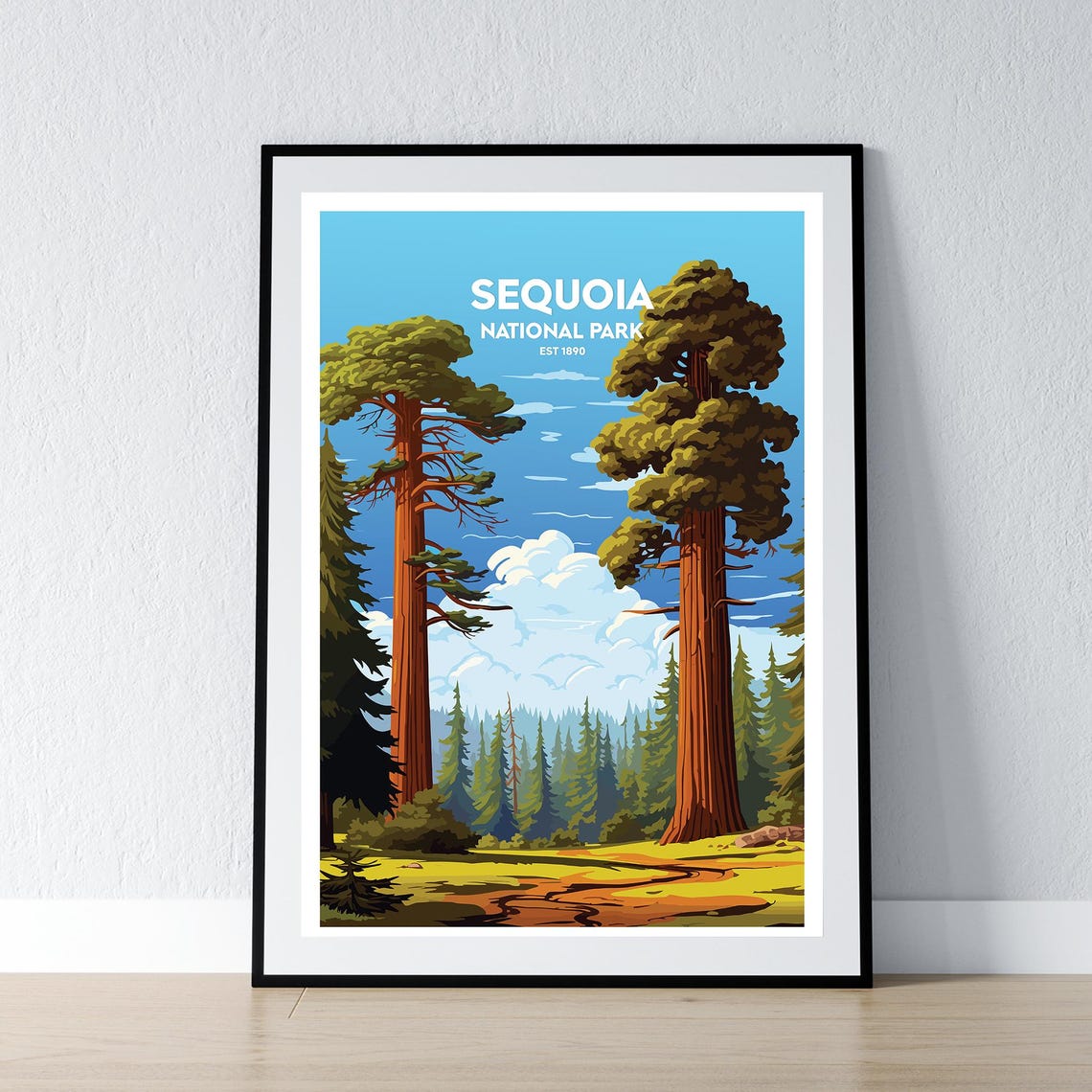 Sequoia National Park Est 1890 Giant Redwood Forest Travel Poster