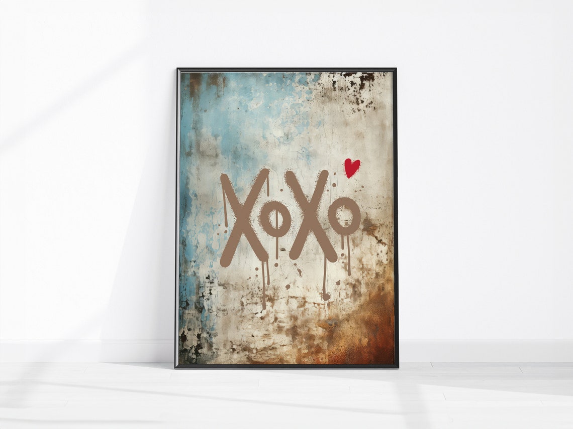 XOXO Graffiti Love Heart Distressed Urban Wall Sweet Quote Poster