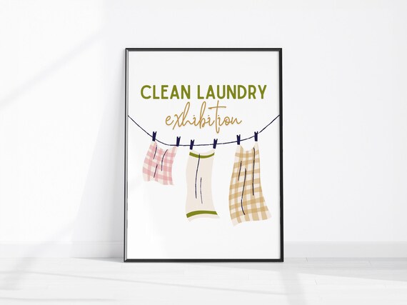Clean Laundry Exhibition Hanging Clothesline Retro Funny Wall Art