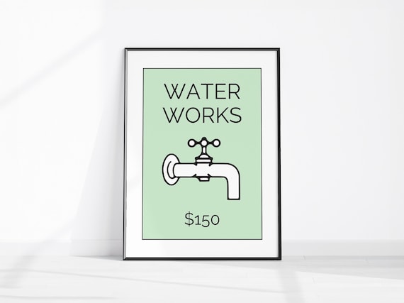 Water Works 150 Monopoly Style Faucet Funny Bathroom Decor Poster