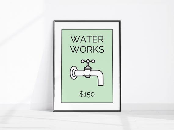Water Works Price 150 Bathroom Wall Art Decor Accessories Funny Print Restroom Waterworks Sign