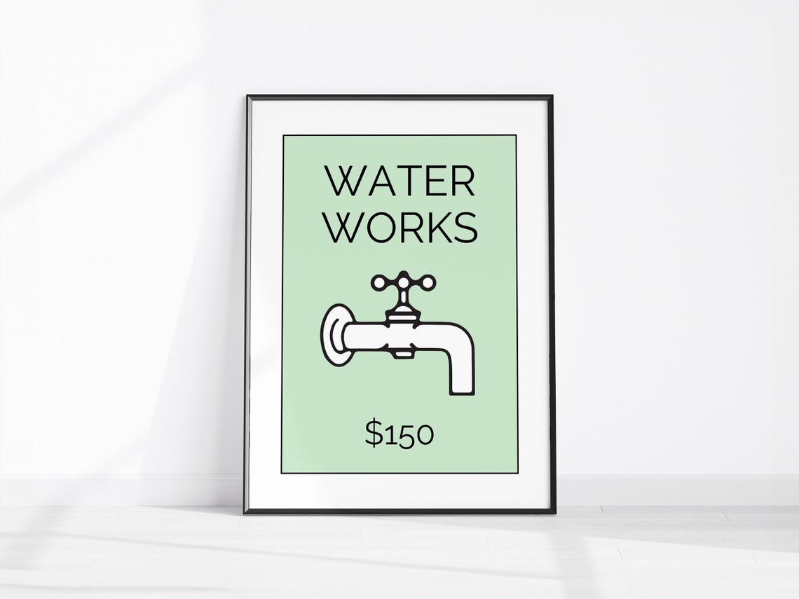 Water Works 150 Monopoly Style Faucet Funny Bathroom Decor Poster